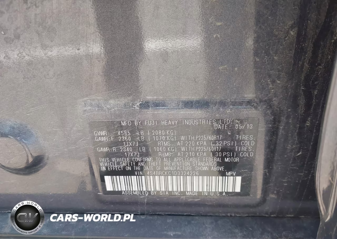 2013 Subaru Outback 2.5I Limited VIN:4S4BRCKC1D3324226 - 9
