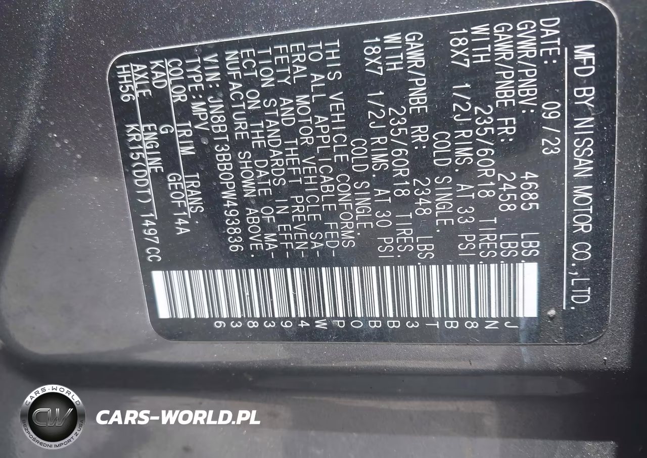 2023 Nissan Rogue Sv Intelligent Awd VIN:JN8BT3BB0PW493836 - 9