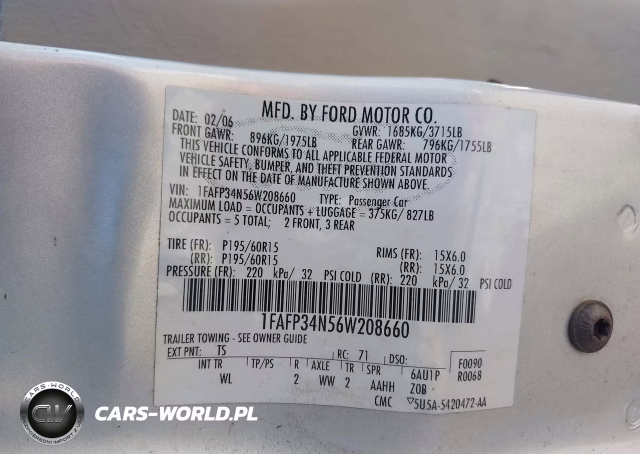 2006 Ford Focus Zx4 VIN:1FAFP34N56W208660 - 9