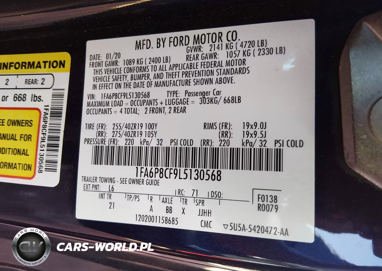 2020 Ford Mustang Gt Fastback VIN:1FA6P8CF9L5130568 - 9