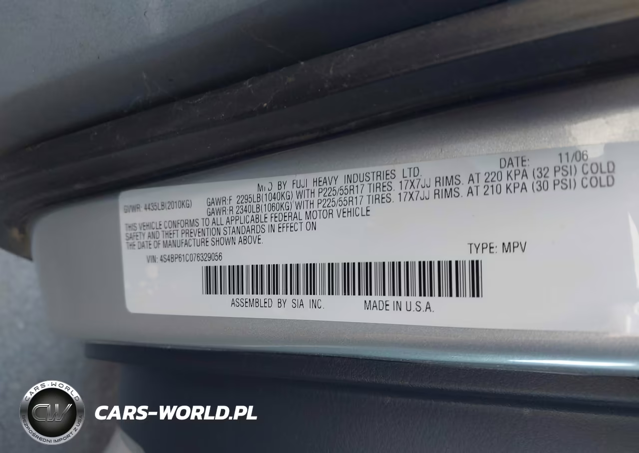 2007 Subaru Outback 2.5I VIN:4S4BP61C076329056 - 9