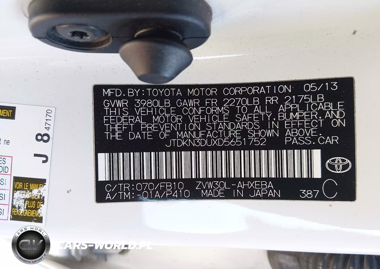 2013 Toyota Prius Two VIN:JTDKN3DUXD5651752 - 9