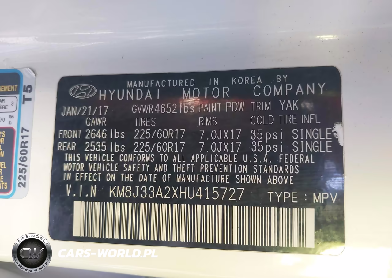 2017 Hyundai Tucson Eco VIN:KM8J33A2XHU415727 - 9