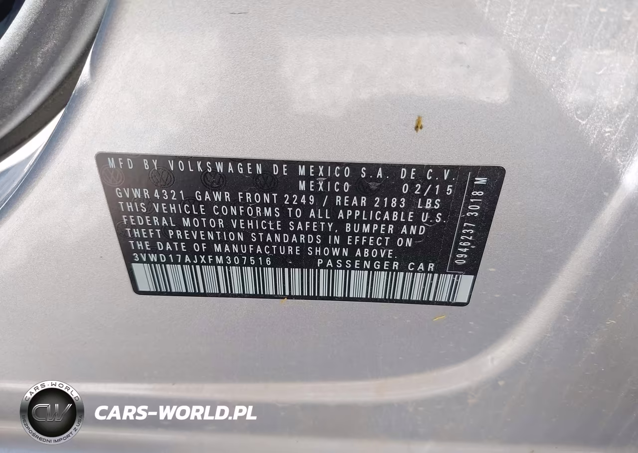 2015 Volkswagen Jetta 1.8T Se VIN:3VWD17AJXFM307516 - 9