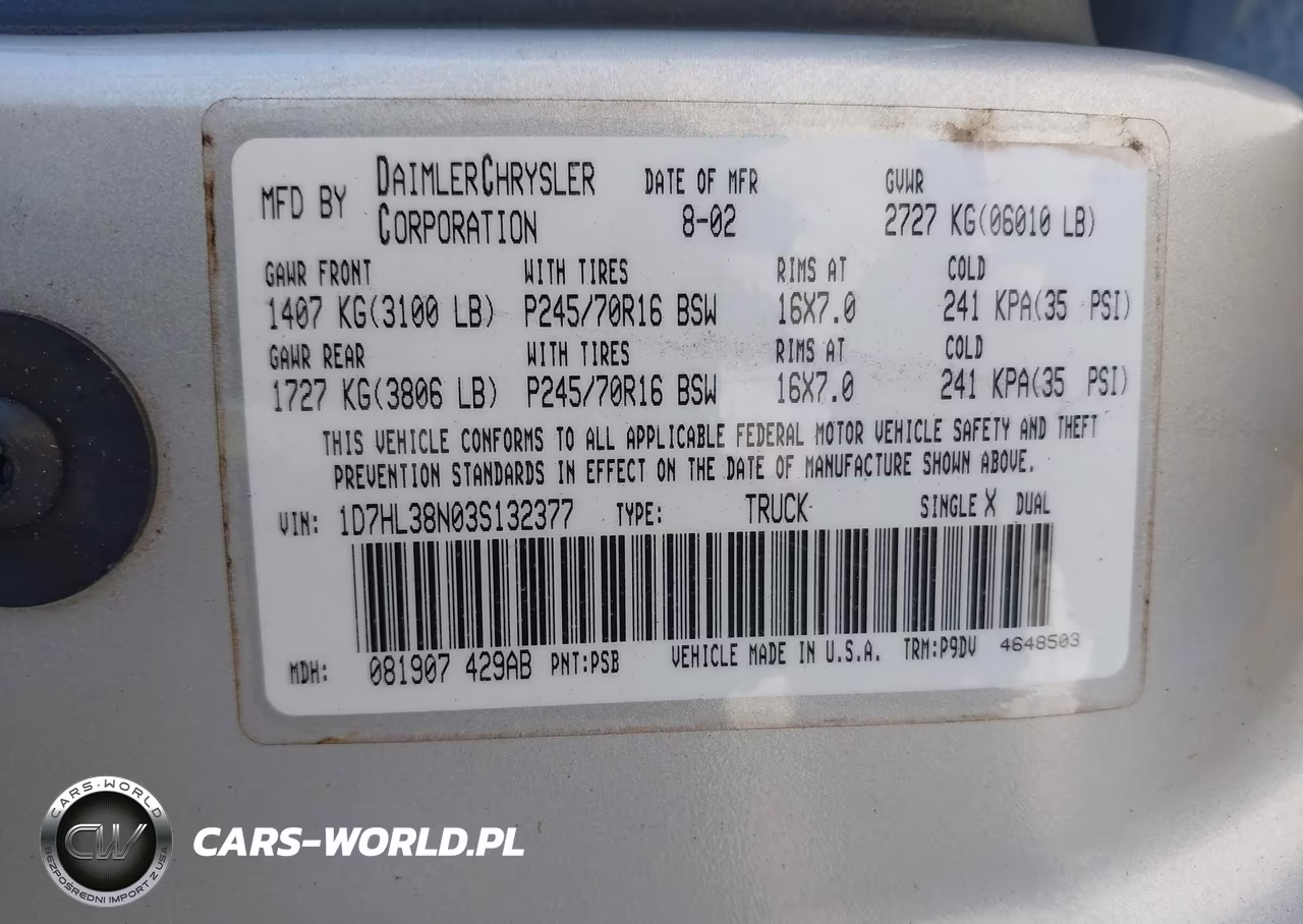 2003 Dodge Dakota Sport-Sxt VIN:1D7HL38N03S132377 - 9