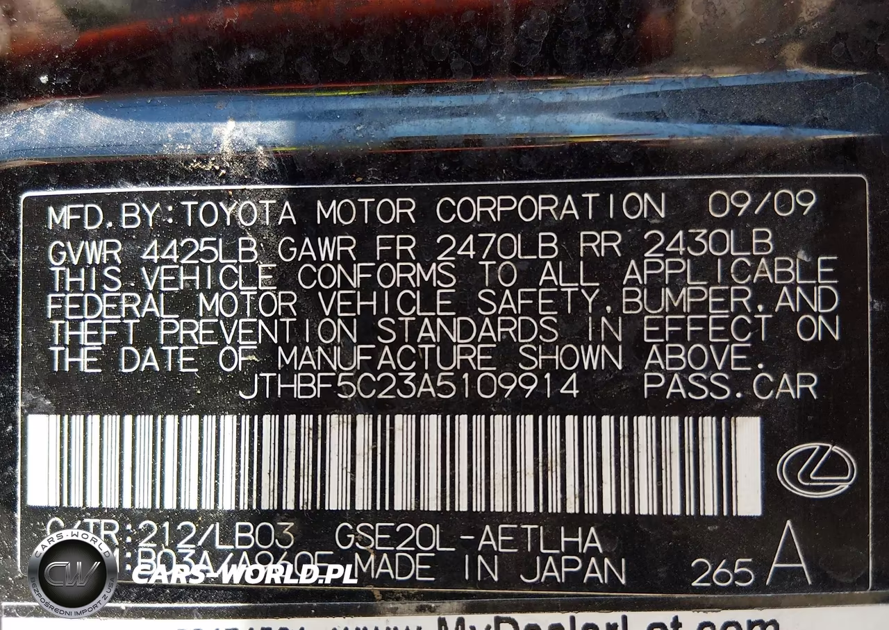 2010 Lexus Is 250 VIN:JTHBF5C23A5109914 - 9