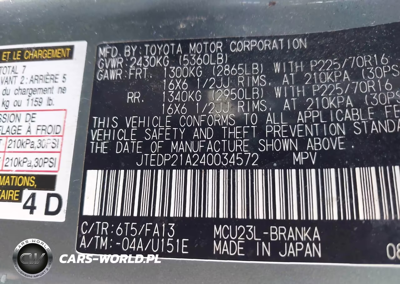 2004 Toyota Highlander V6 VIN:JTEDP21A240034572 - 9
