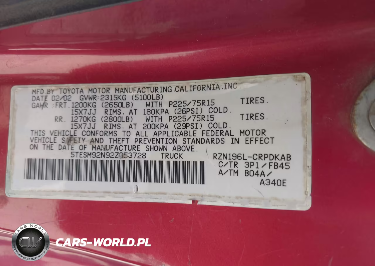 2002 Toyota Tacoma Prerunner VIN:5TESM92N92Z053728 - 9