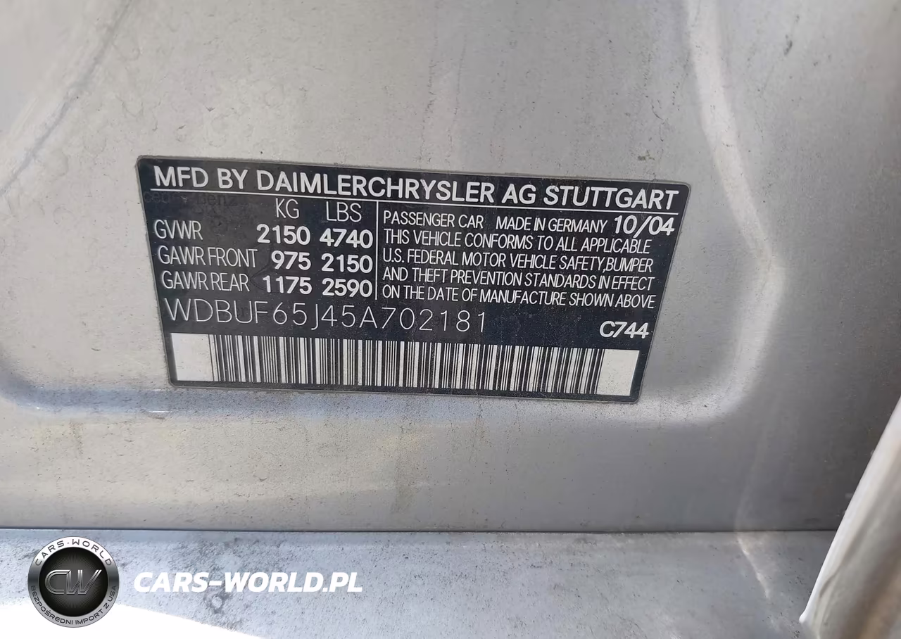 2005 Mercedes-Benz E 320 VIN:WDBUF65J45A702181 - 9