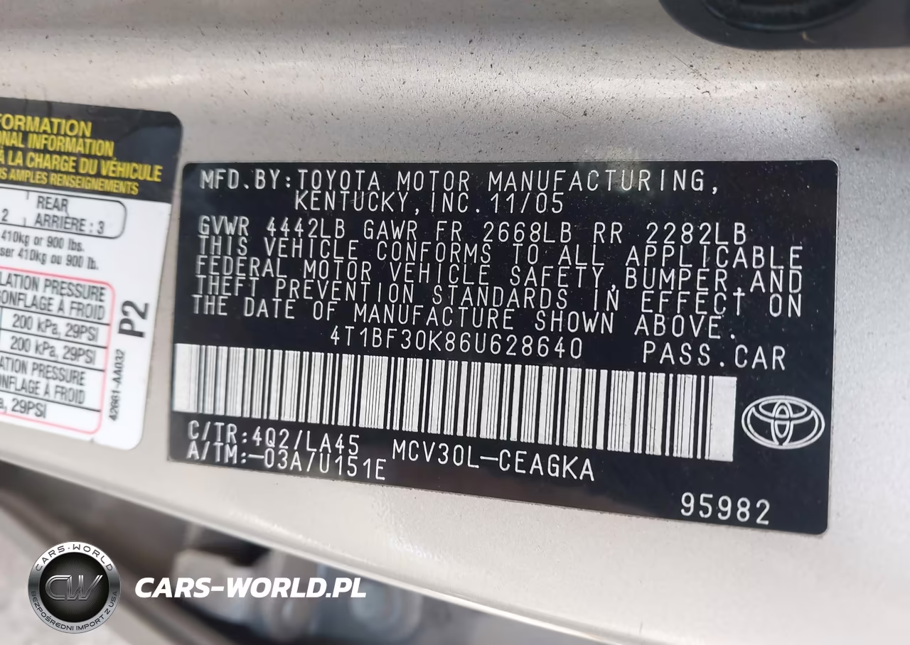 2006 TOYOTA CAMRY XLE V6 VIN:4T1BF30K86U628640 - 9