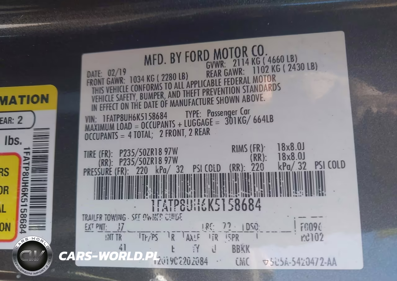 2019 Ford Mustang Ecoboost Premium VIN:1FATP8UH6K5158684 - 9