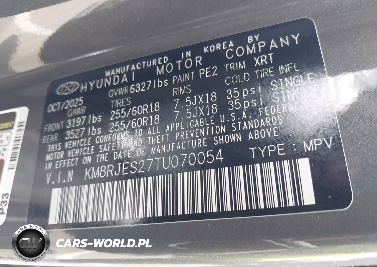 2026 Hyundai Palisade Xrt Pro VIN:KM8RJES27TU070054 - 9