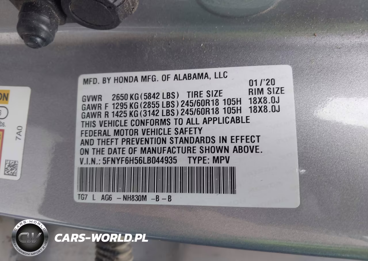 2020 Honda Pilot Awd Ex-L VIN:5FNYF6H56LB044935 - 9