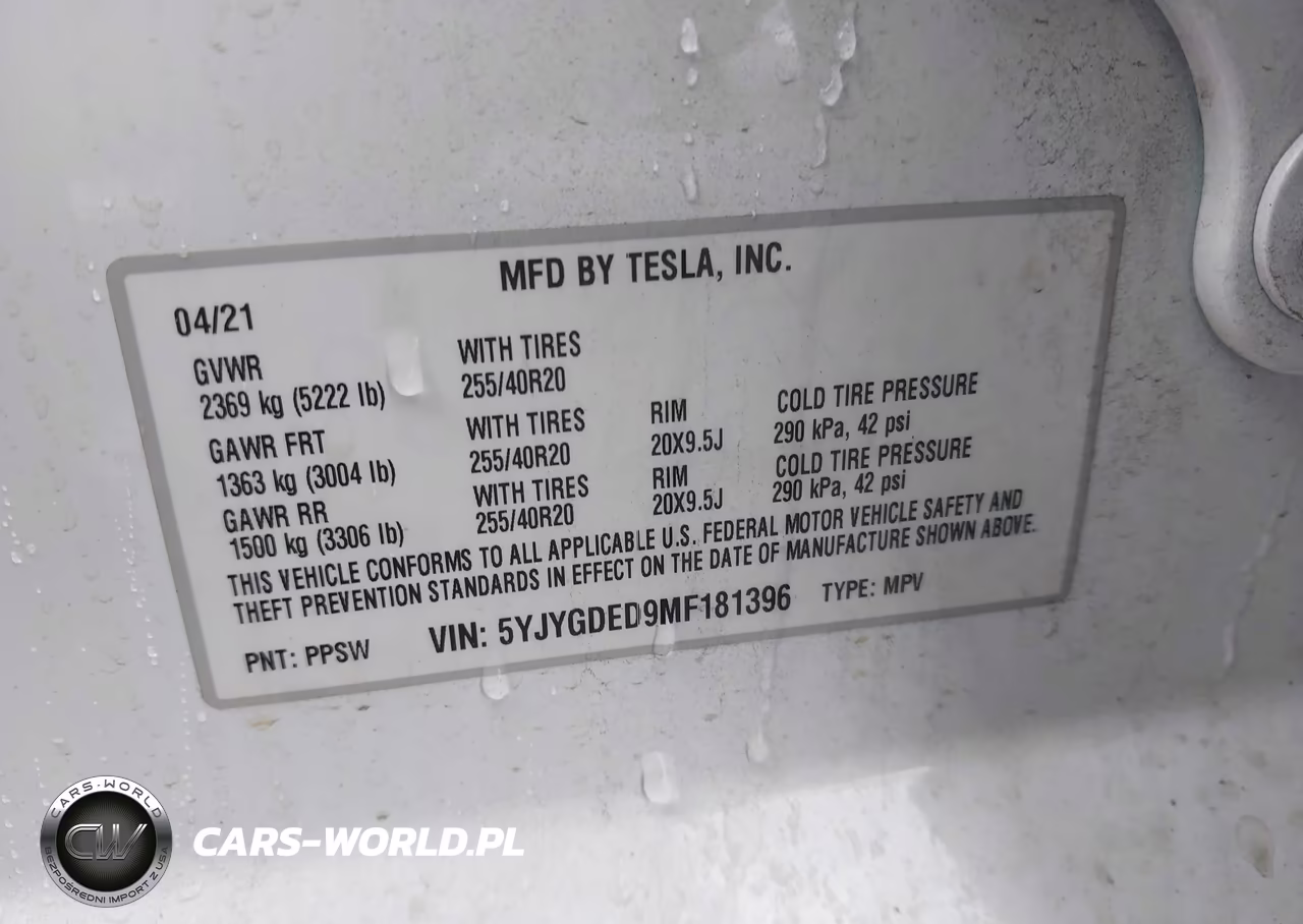 2021 Tesla Model Y Standard Range Rear-Wheel Drive VIN:5YJYGDED9MF181396 - 9
