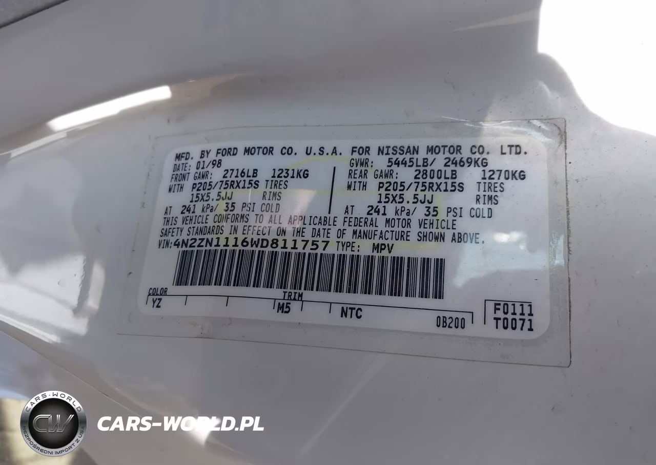 1998 Nissan Quest Gxe-Xe VIN:4N2ZN1116WD811757 - 9