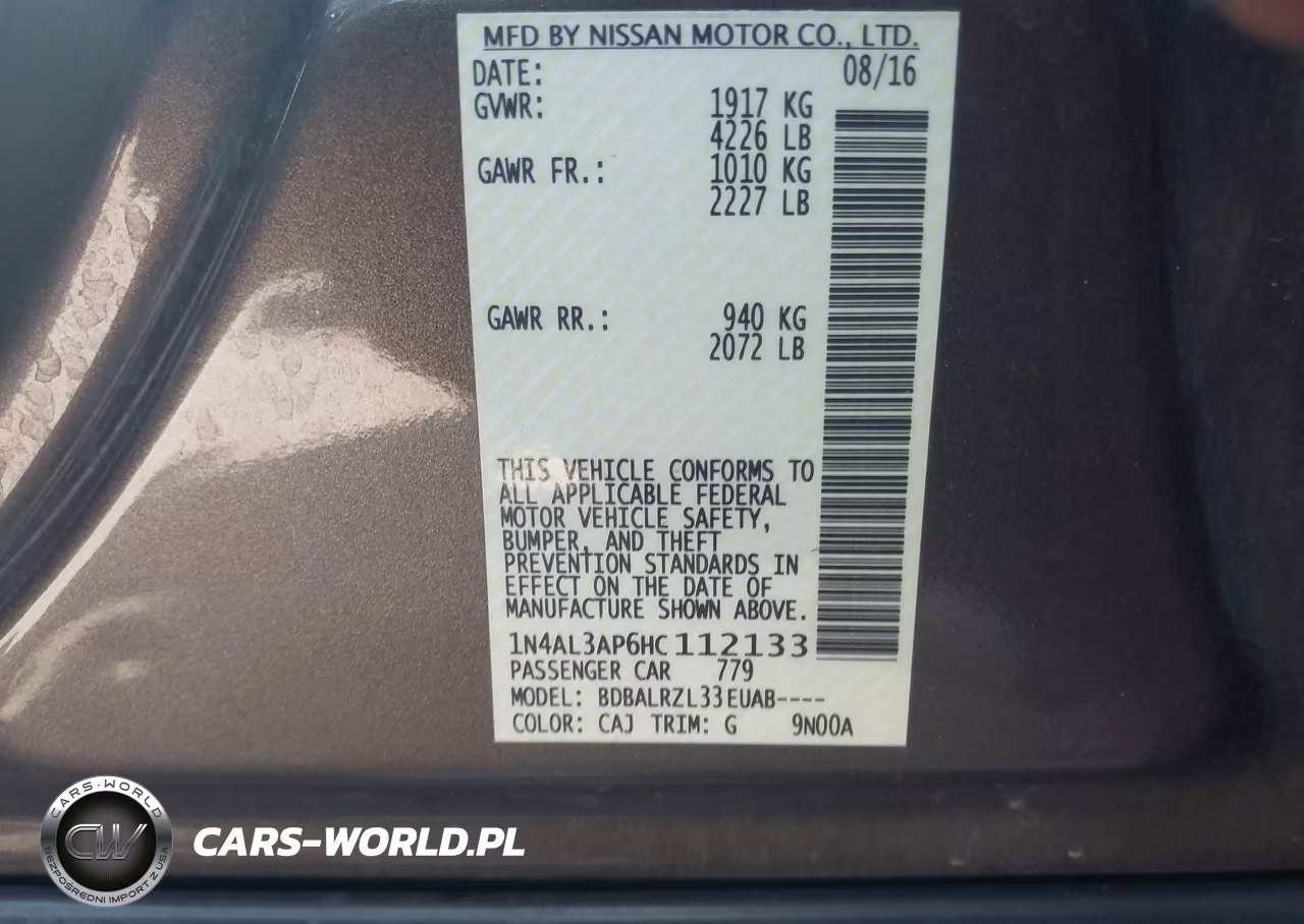 2017 Nissan Altima 2.5-2.5 S-2.5 Sl-2.5 Sr-2.5 Sv VIN:1N4AL3AP6HC112133 - 9