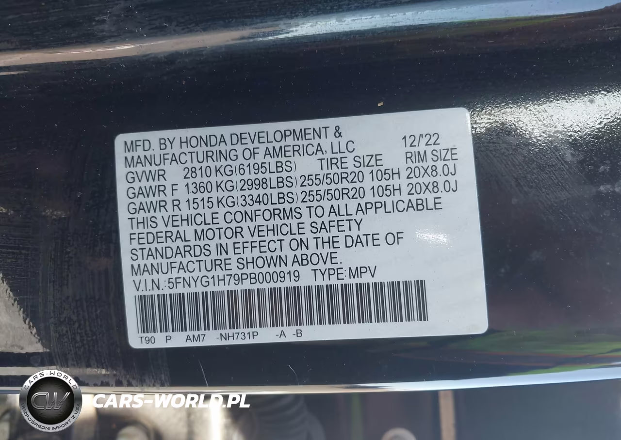 2023 Honda Pilot Awd Touring VIN:5FNYG1H79PB000919 - 9