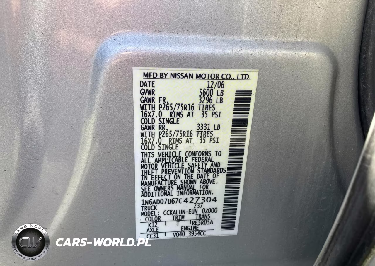 2007 Nissan Frontier Nismo Off Road VIN:1N6AD07U67C427304 - 9
