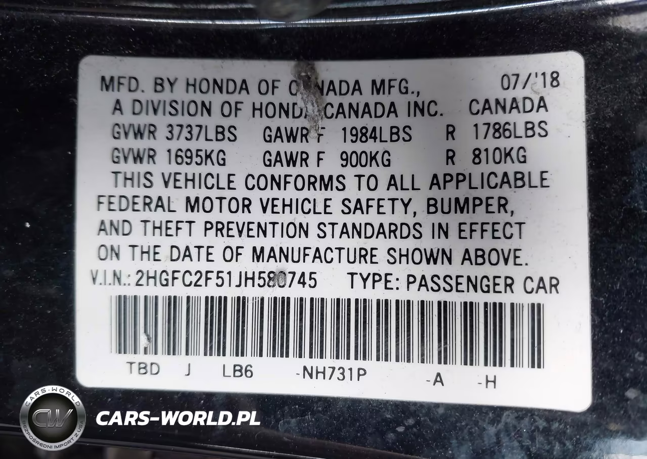2018 Honda Civic Lx VIN:2HGFC2F51JH580745 - 9