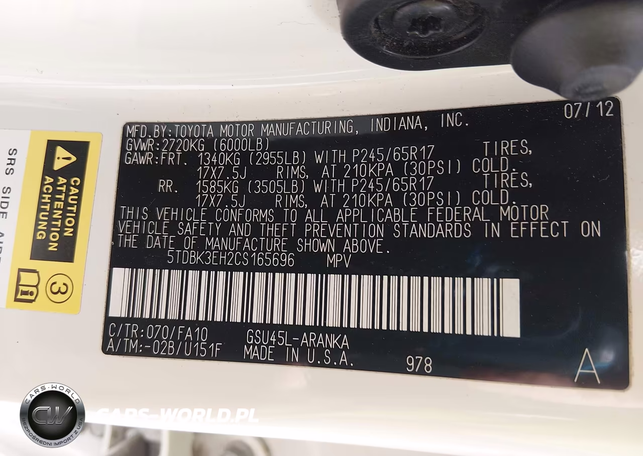 2012 Toyota Highlander Base V6 VIN:5TDBK3EH2CS165696 - 9