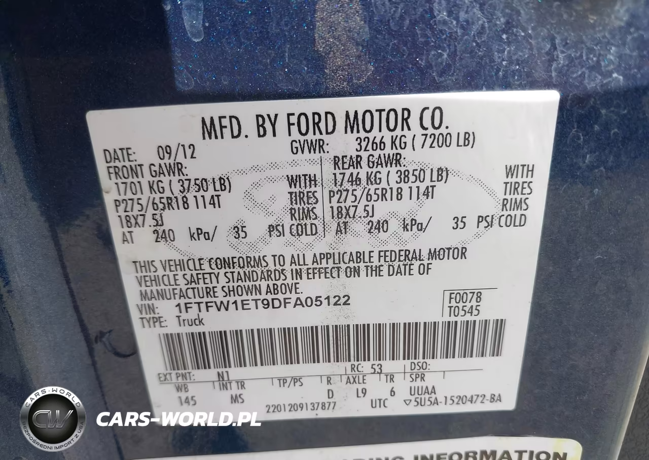 2013 Ford F-150 Xlt VIN:1FTFW1ET9DFA05122 - 9