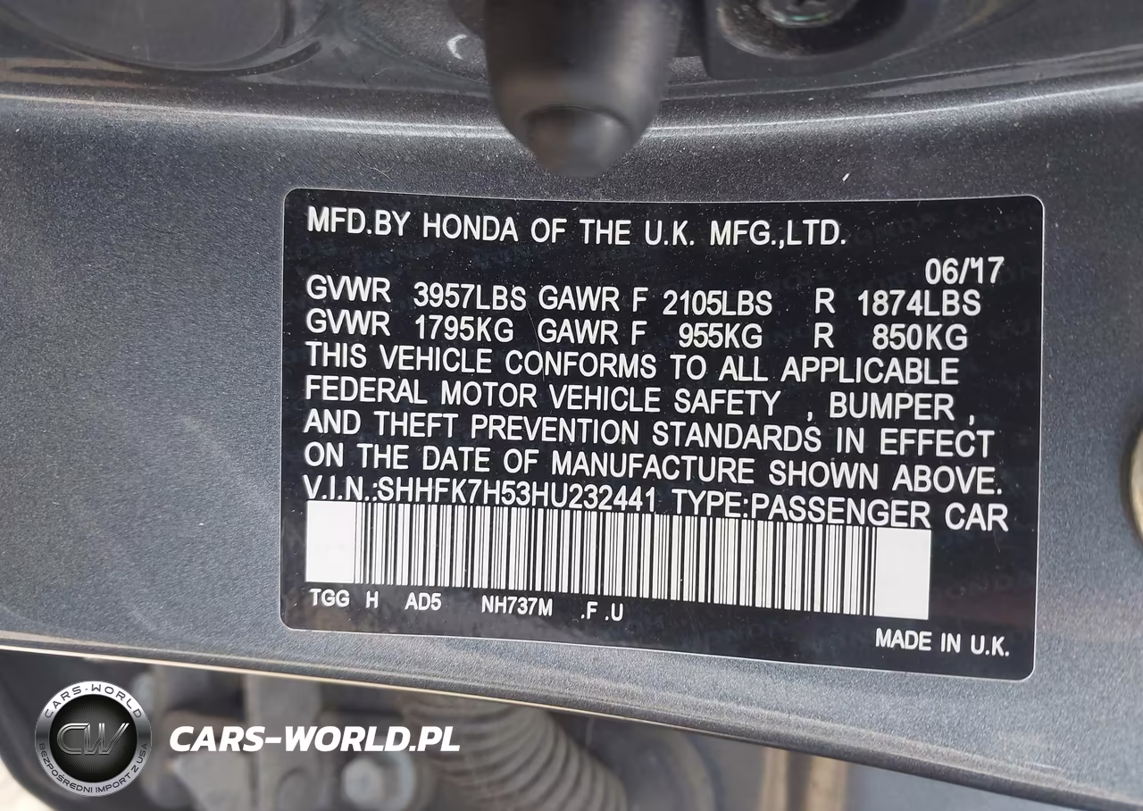 2017 Honda Civic Ex VIN:SHHFK7H53HU232441 - 9