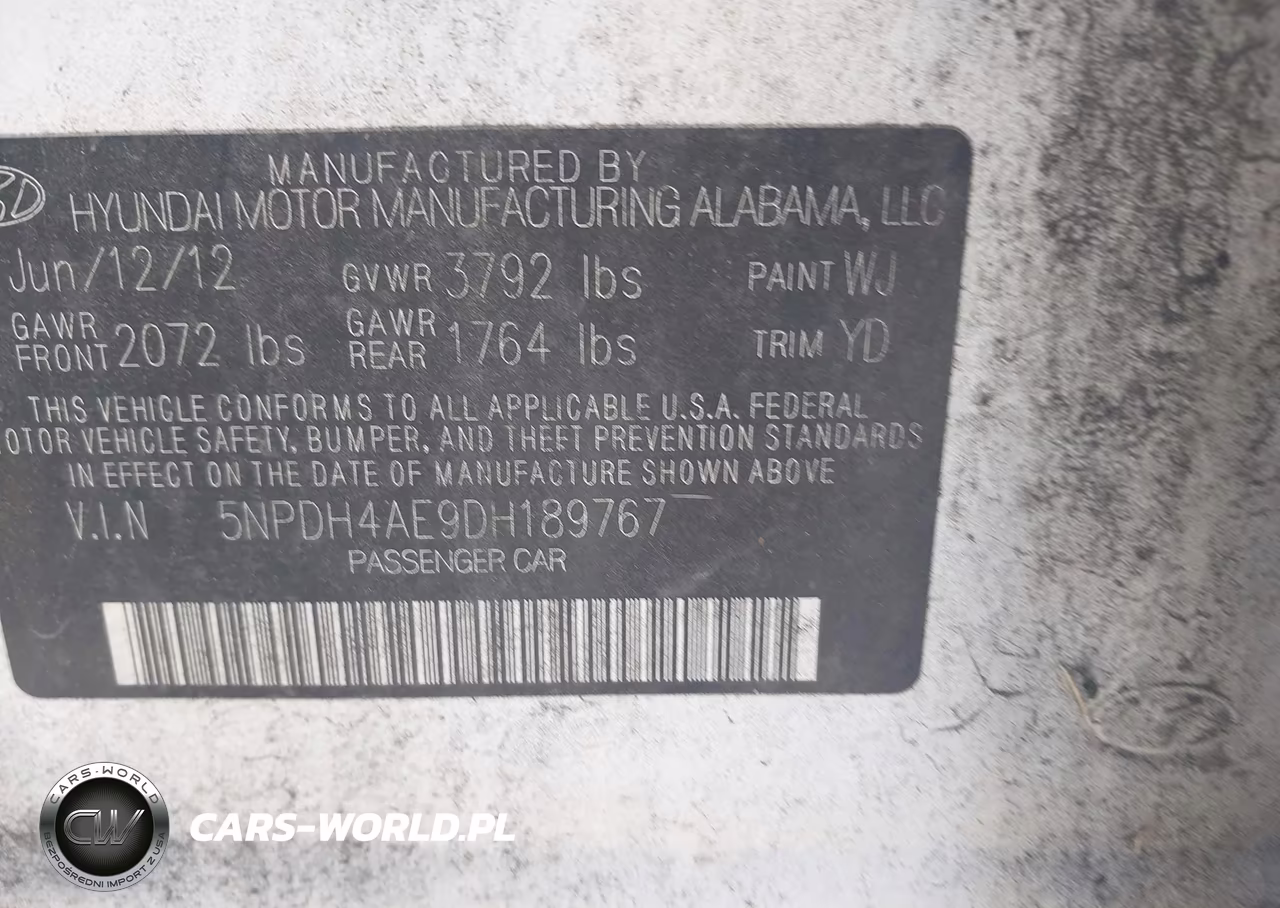 2013 Hyundai Elantra Gls VIN:5NPDH4AE9DH189767 - 9