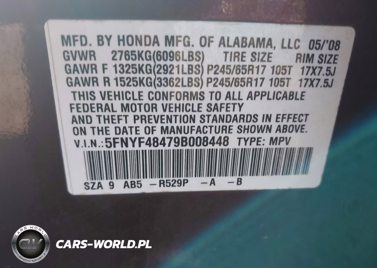 2009 HONDA PILOT EX VIN:5FNYF48479B008448 - 9