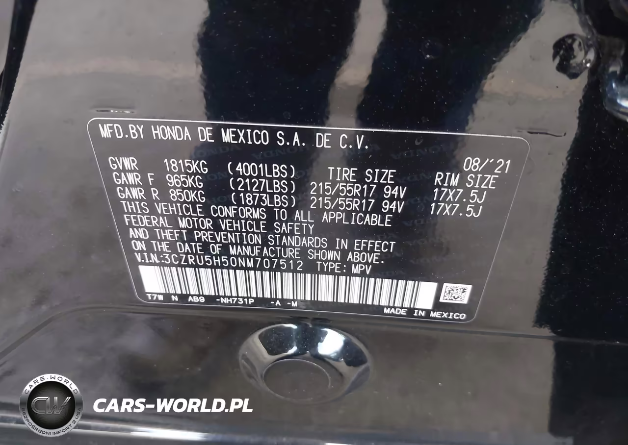 2022 Honda Hr-V 2Wd Ex VIN:3CZRU5H50NM707512 - 9