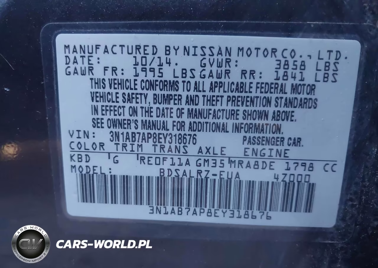 2014 Nissan Sentra Sr VIN:3N1AB7AP8EY318676 - 9