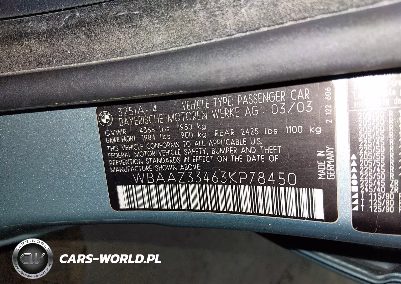 2003 BMW 325I VIN:WBAAZ33463KP78450 - 9
