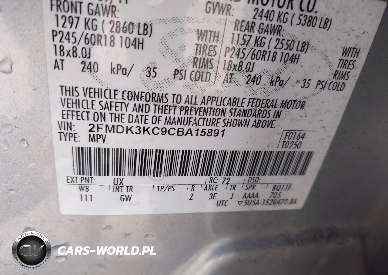 2012 Ford Edge Limited VIN:2FMDK3KC9CBA15891 - 9