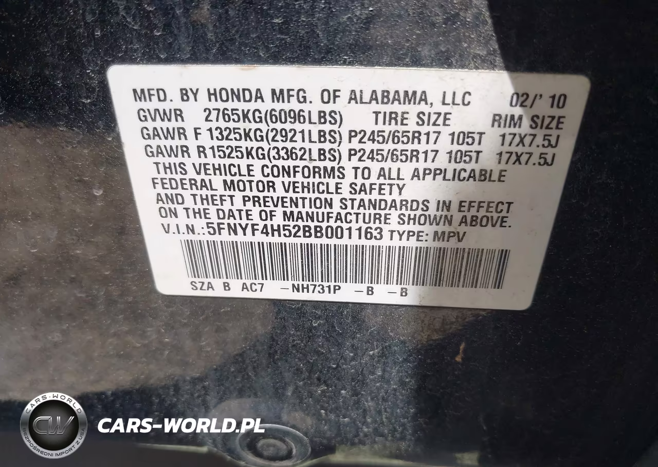 2011 Honda Pilot Ex-L VIN:5FNYF4H52BB001163 - 9