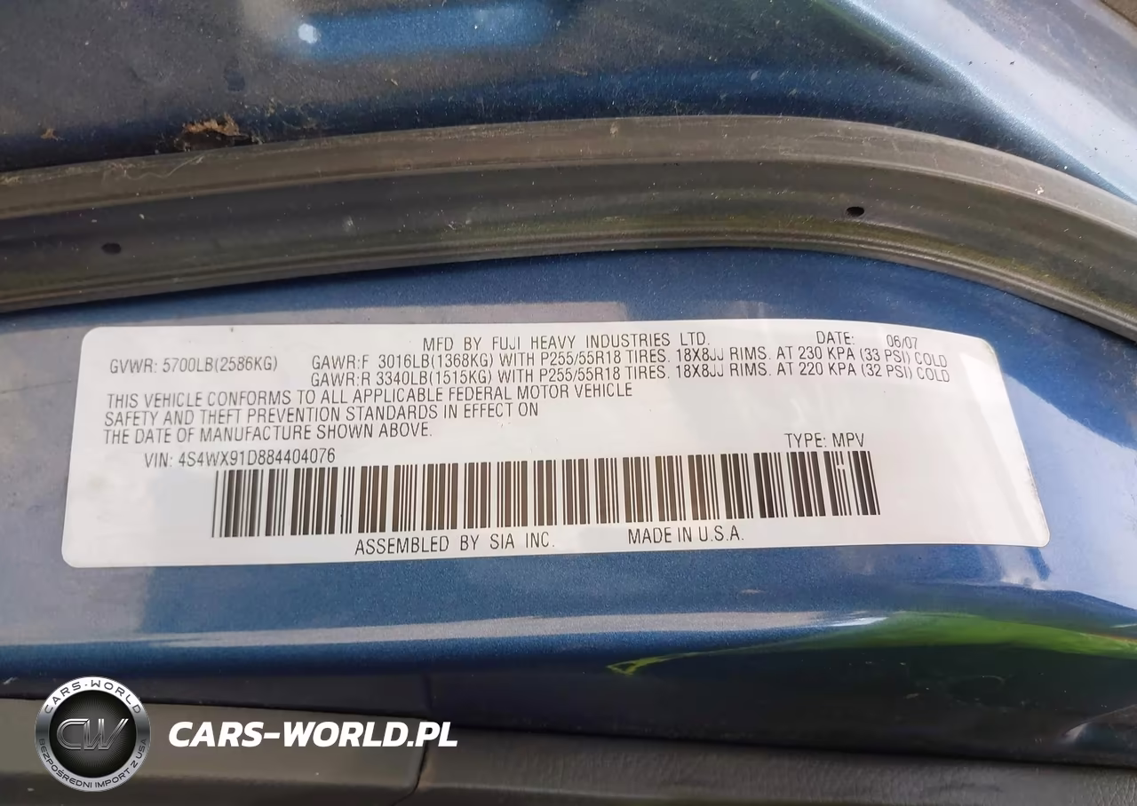 2008 Subaru Tribeca Base 5-Passenger VIN:4S4WX91D884404076 - 9
