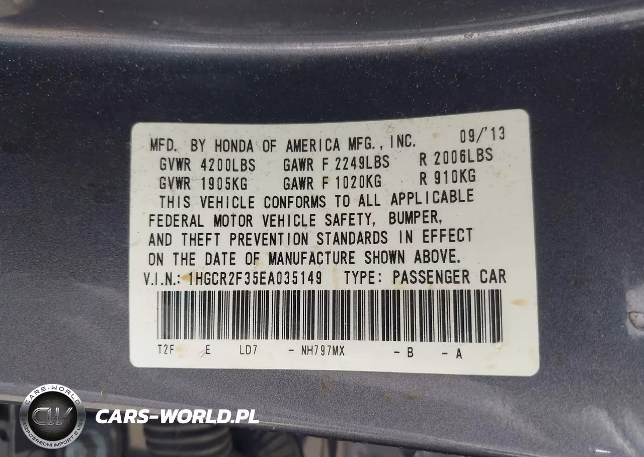 2014 Honda Accord Lx VIN:1HGCR2F35EA035149 - 9