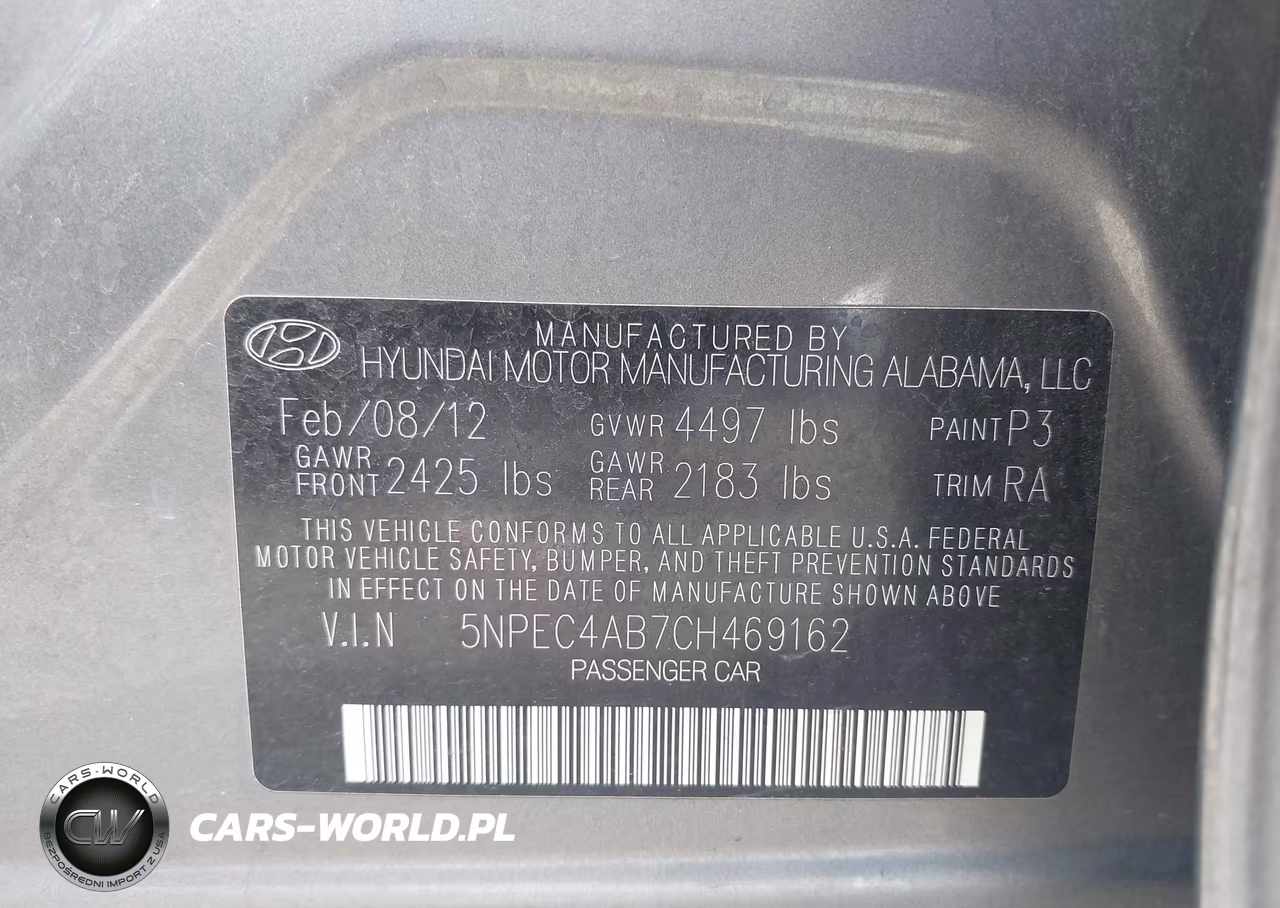 2012 Hyundai Sonata Se 2.0T VIN:5NPEC4AB7CH469162 - 9