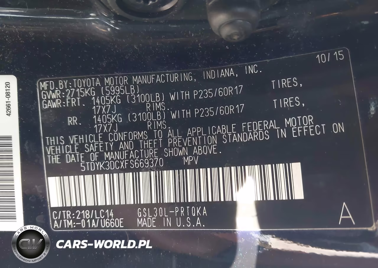 2015 Toyota Sienna Xle 8 Passenger VIN:5TDYK3DCXFS669370 - 9