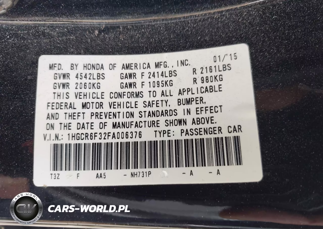 2015 Honda Accord Hybrid VIN:1HGCR6F32FA006376 - 9