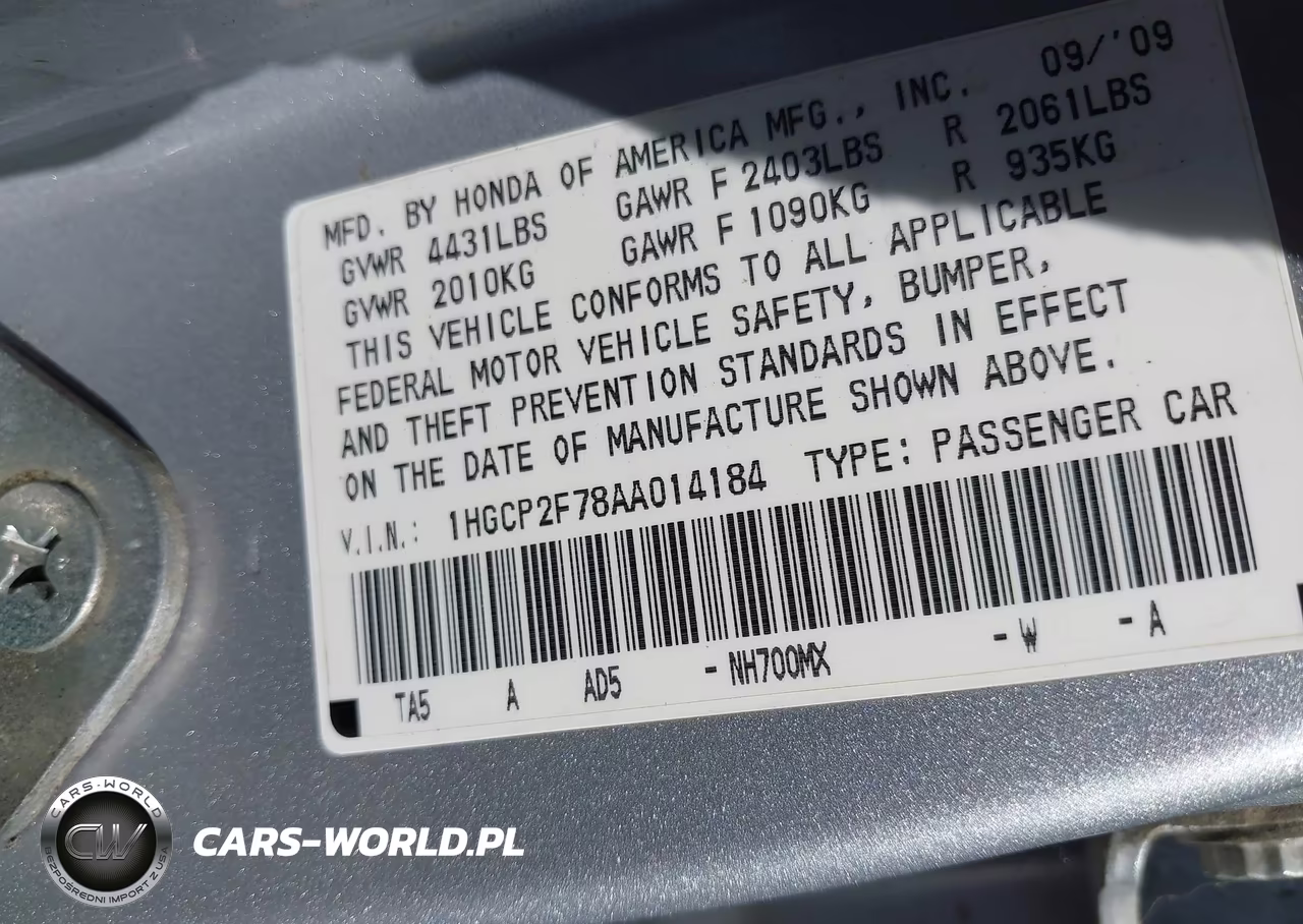 2010 Honda Accord 2.4 Ex VIN:1HGCP2F78AA014184 - 9