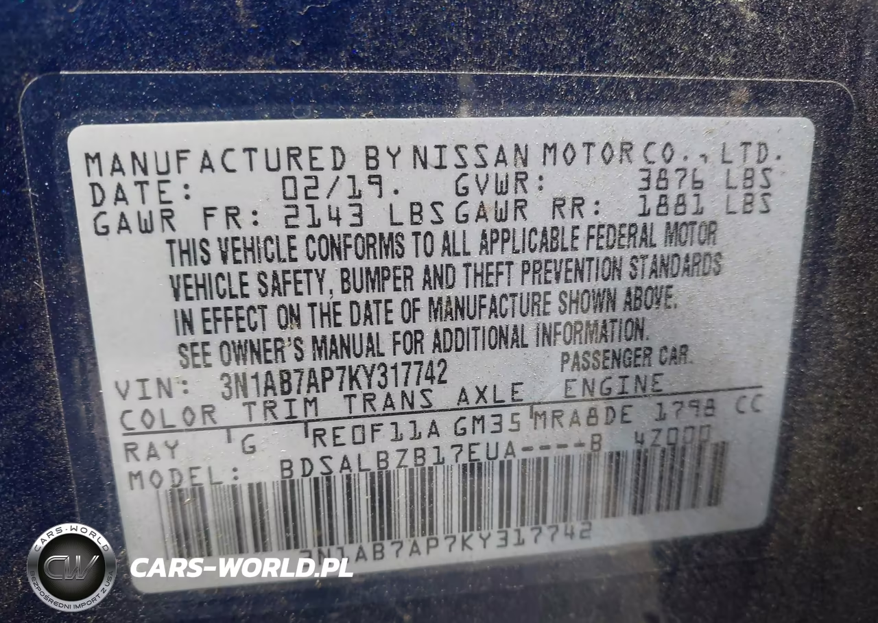 2019 Nissan Sentra S VIN:3N1AB7AP7KY317742 - 9