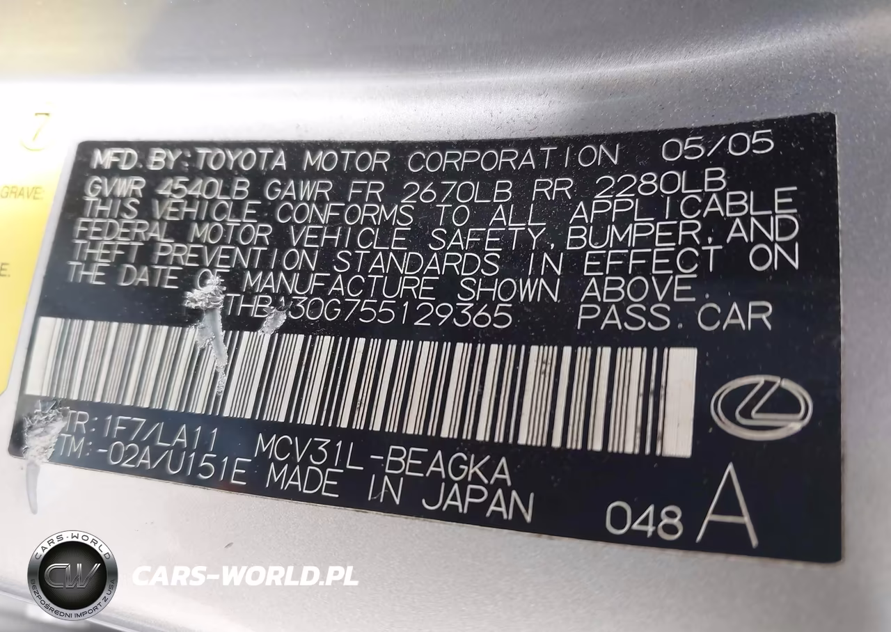 2005 Lexus Es 330 VIN:JTHBA30G755129365 - 9