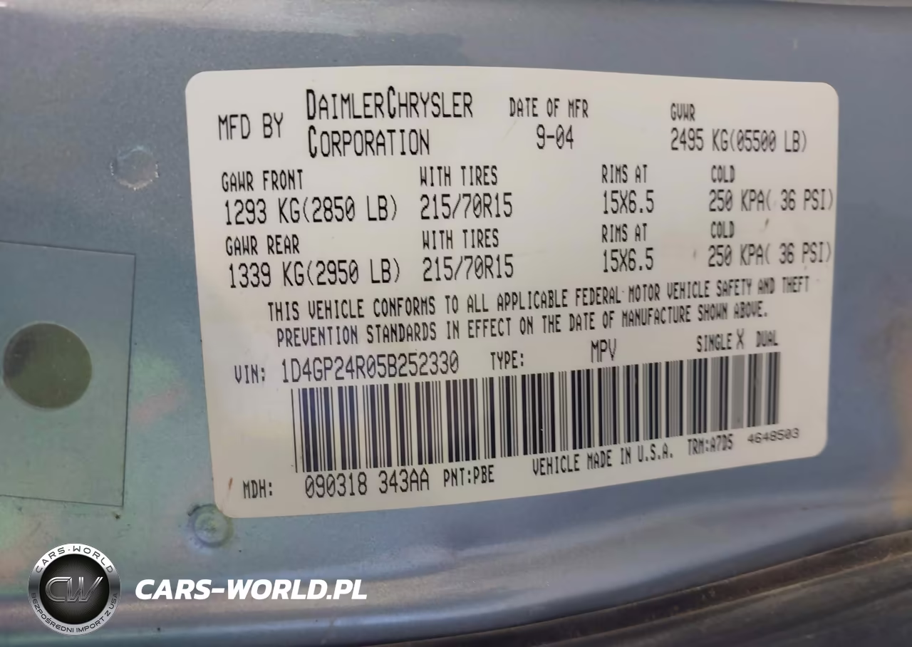 2005 Dodge Grand Caravan Se VIN:1D4GP24R05B252330 - 9