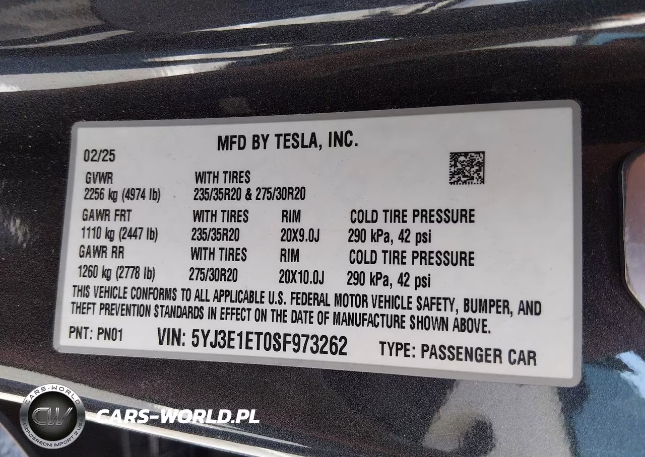 2025 Tesla Model 3 Performance All-Wheel Drive VIN:5YJ3E1ET0SF973262 - 9