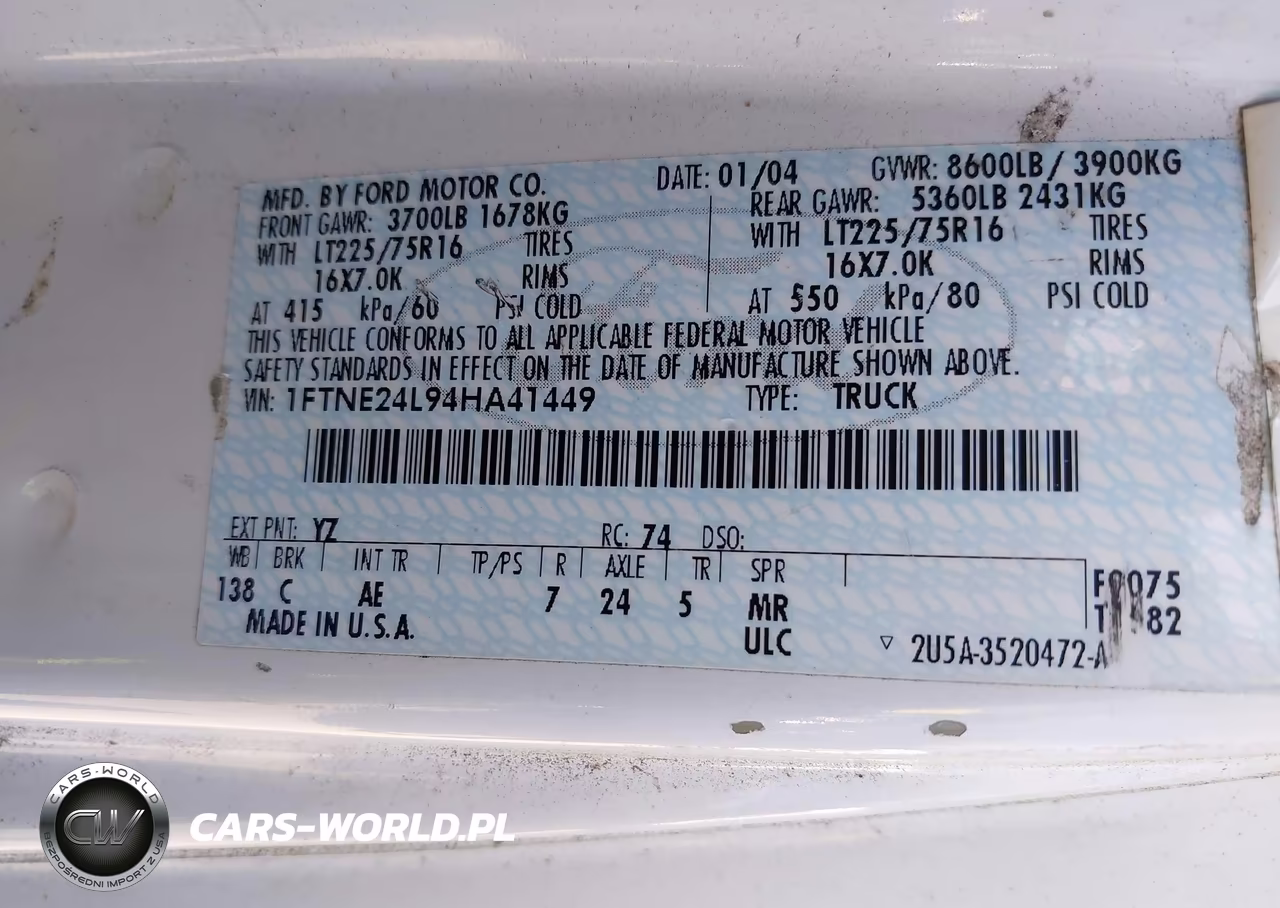 2004 Ford E-250 Commercial-Recreational VIN:1FTNE24L94HA41449 - 9