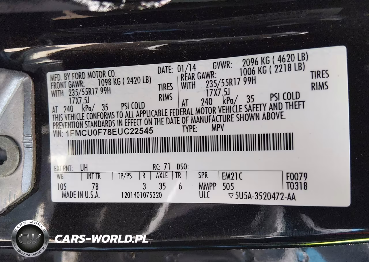 2014 Ford Escape S VIN:1FMCU0F78EUC22545 - 9