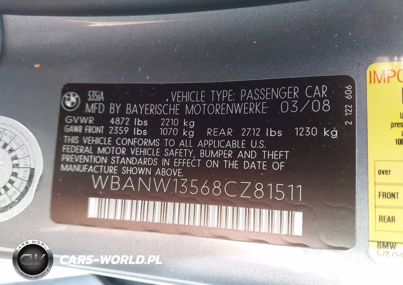 2008 BMW 535I VIN:WBANW13568CZ81511 - 9