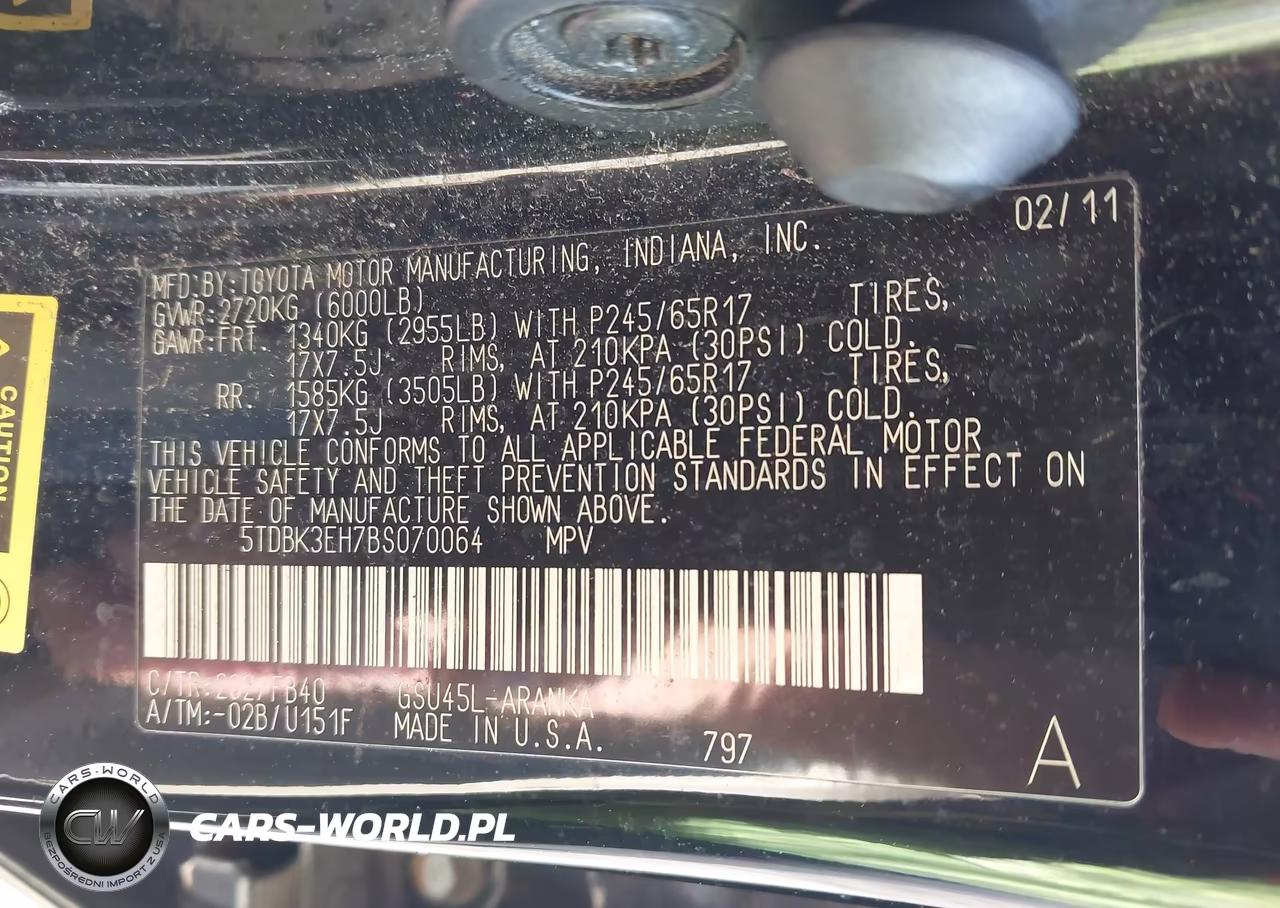 2011 Toyota Highlander Base V6 VIN:5TDBK3EH7BS070064 - 9