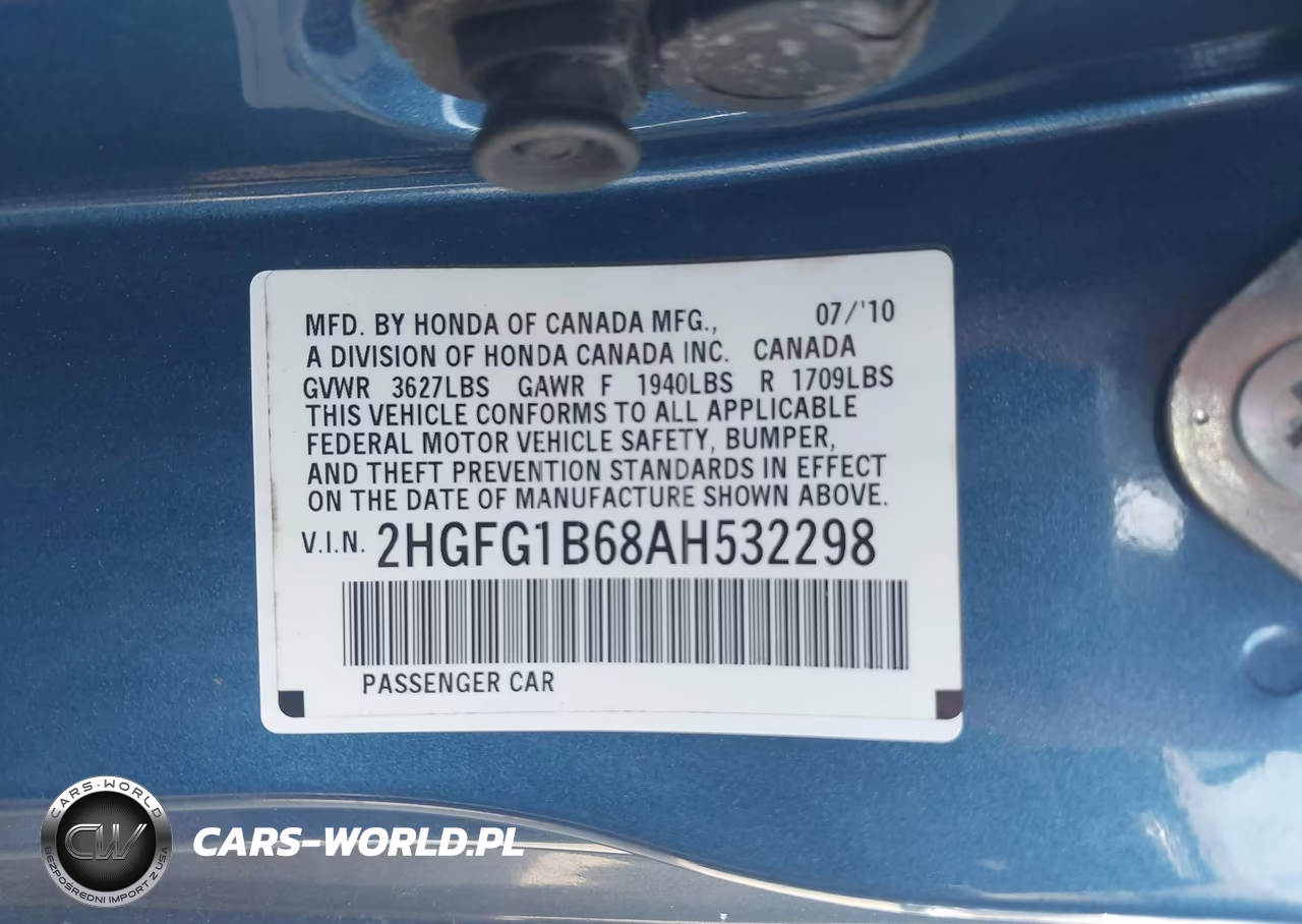 2010 Honda Civic Lx VIN:2HGFG1B68AH532298 - 9