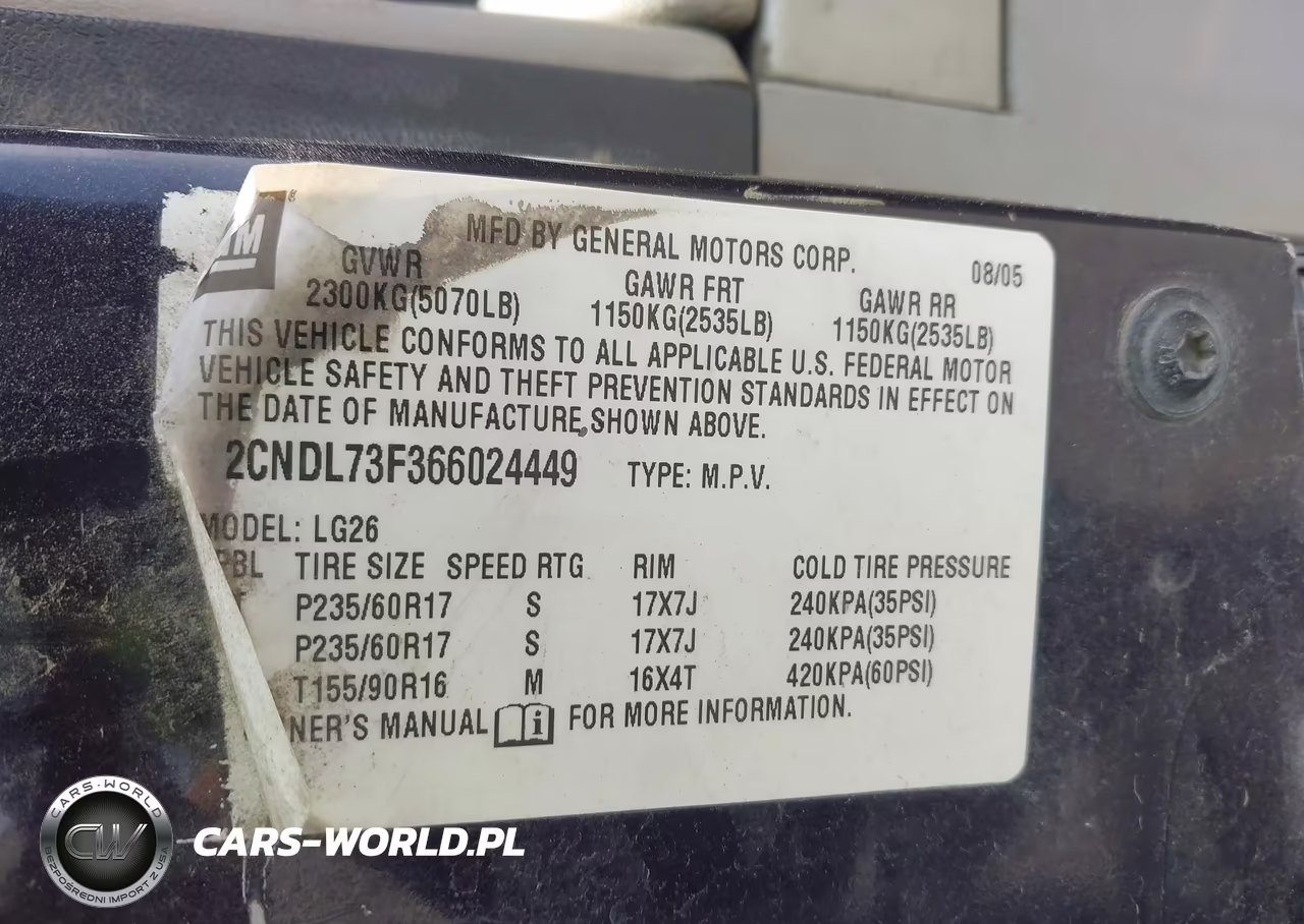2006 Chevrolet Equinox Lt VIN:2CNDL73F366024449 - 9