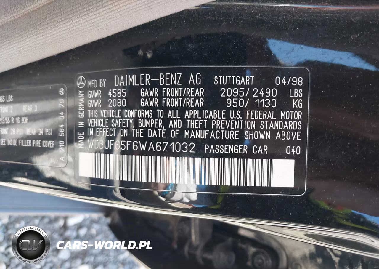 1998 Mercedes-Benz E 320 VIN:WDBJF65F6WA671032 - 9